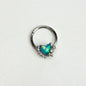 16G 3/8 Green Faux Opal Sunny Heart Hinged Segment Ring