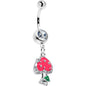 Clear Gem Glamour Shroom Mushroom Dangle Belly Ring