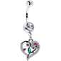 Emerald Passion CZ Gem Heart Dangle Belly Ring