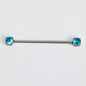 14G Blue CZ Gem Internally Threaded Industrial Barbell 38mm