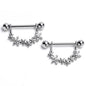 14G 9/16 Clear Gem Flower Chain Dangle Nipple Ring Set