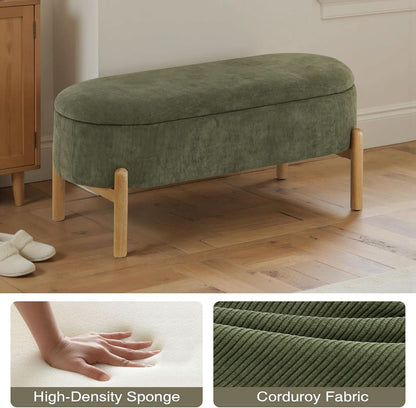 Green Oversized Storage Solution Bench Ottoman Bedroom