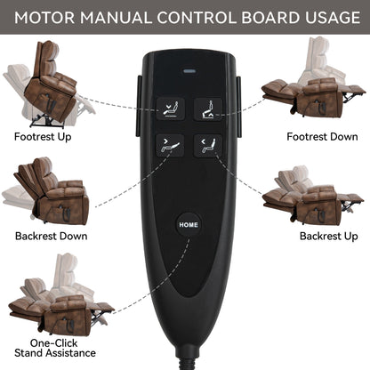 Lift Recliner Chair Power Faux Leather Brown Dual Motor Heat Massage 350 LB