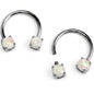 14G 9/16 White Faux Opal Internally Threaded Horseshoe Nipple Ring Set