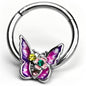 16G 3/8 Green Yellow Gem Exotic Butterfly Hinged Segment Ring