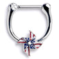 16G 5/16 Clear Gem Festive Patriotic Pinwheel Cartilage Clicker