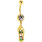 Clear Gem Gold Tone Beach Sandal Dangle Belly Ring