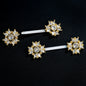 14G 9/16 Clear Gem Classic Cross PTFE Bioplast Barbell Nipple Ring Set