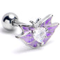 16G 1/4 Clear Gem Heart Butterfly Purple Cartilage Tragus Earring
