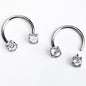 14G 9/16 Clear Gem Round Internally Threaded Horseshoe Nipple Ring Set