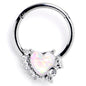 16G 3/8 White Faux Opal Sunny Heart Hinged Segment Ring