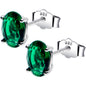 5mm CZ  Oval 925 Sterling Silver May Birthstone Stud Earrings
