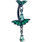 Black Green Bat Wings Dangle Double Mount Belly Ring