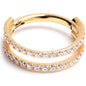 16G 3/8 Cubic Zirconia Gold PVD ASTM F-136 Implant Grade Titanium Double Hinged Segment Ring