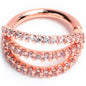16G 5/16 Clear CZ Gem Rose Gold Tone Faux Triple Hoop Closure Ring