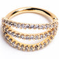 16G 3/8 Clear CZ Gem Gold Tone Faux Triple Hoop Closure Ring