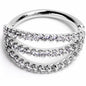 16G 3/8 Clear CZ Gem Faux Triple Hoop Closure Ring