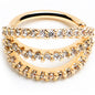 18G 5/16 Clear CZ Gem Gold Tone Faux Triple Hoop Closure Ring