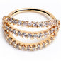 20G 5/16 Clear CZ Gem Gold Tone Faux Triple Hoop Nose Hoop