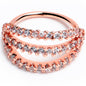 20G 5/16 Clear CZ Gem Rose Gold Tone Faux Triple Hoop Nose Hoop