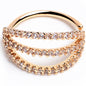 20G 3/8 Clear CZ Gem Gold Tone Faux Triple Hoop Nose Hoop