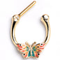16G 5/16 Gold Tone Sunrise Butterfly Cartilage Clicker