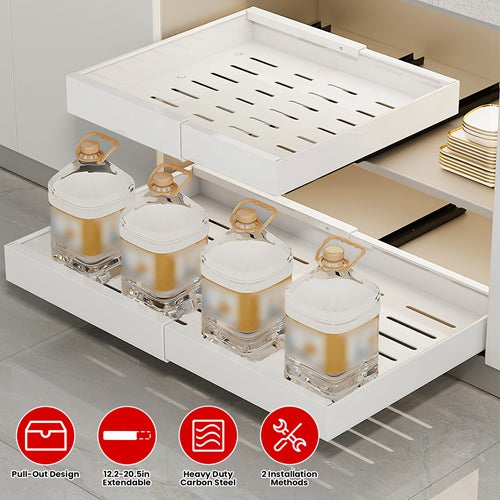 Expandable Pull-Out Cabinet Organizer – Adjustable Slide-Out Drawers