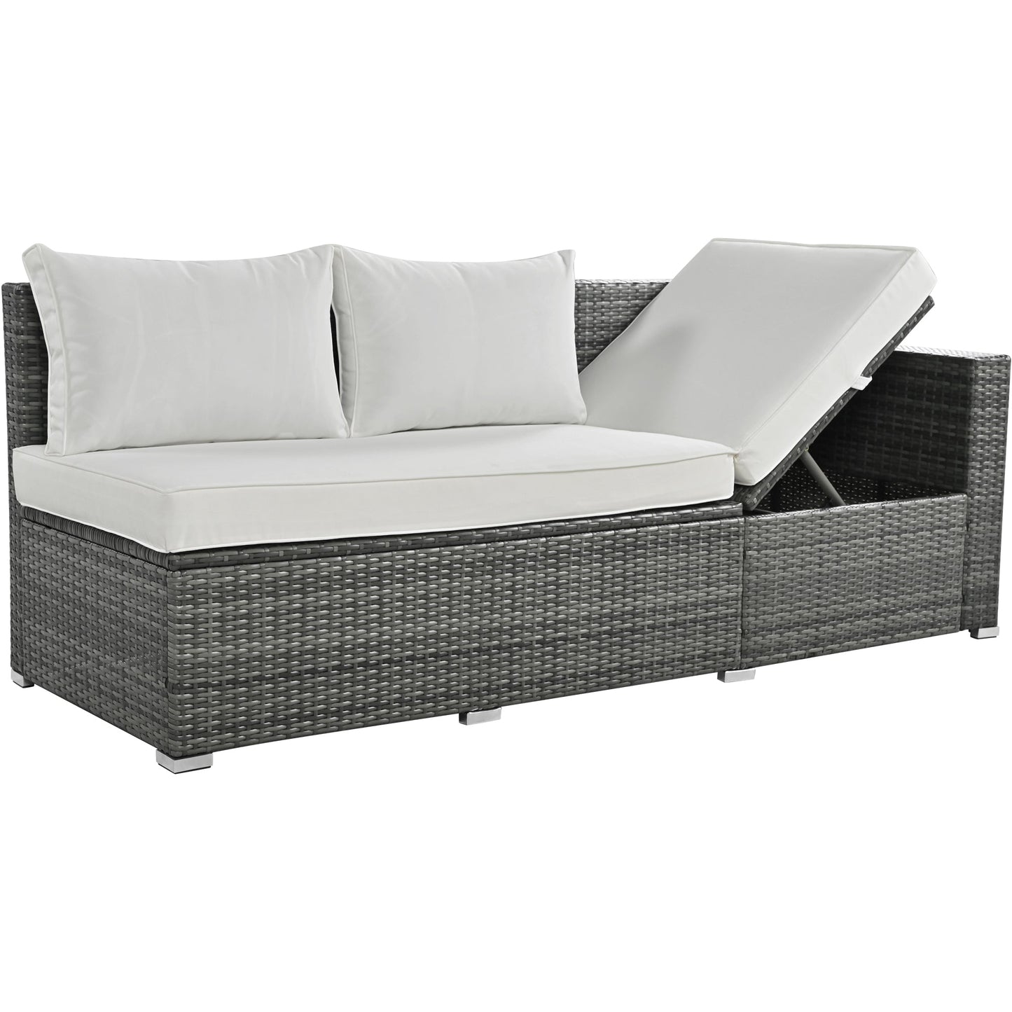Outdoor 6-Piece All Weather PE Rattan Sofa Set, Garden Patio Wicker Sectional