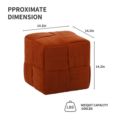 Brown Square Corduroy Ottoman Foot Rest with Woven Design and High-Resilience