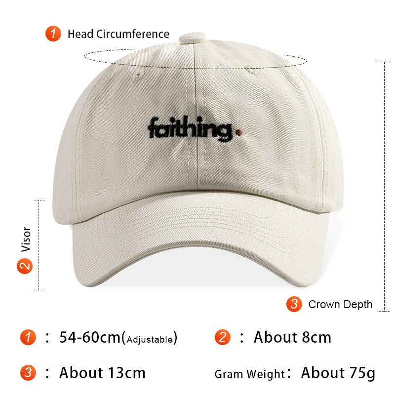 Religious Christian Faithing Letter Embroidery Black Vintage Casual Unisex Baseball Cap