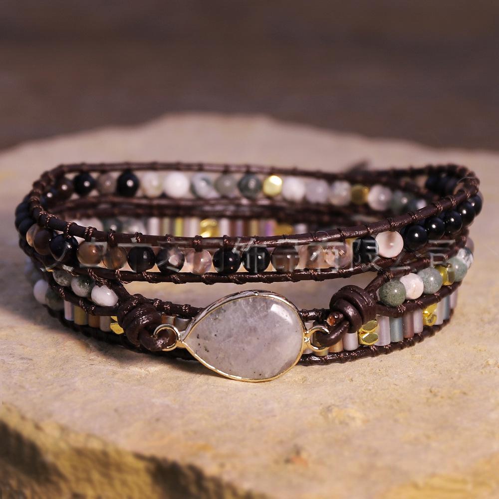 Handwoven Multi-layer Leather Cord Wrap Bracelet
