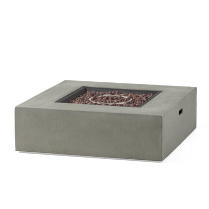 Contemporary 50,000 BTU Square MgO Fire Table with Clean Lines in Light Grey