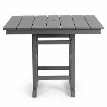 Outdoor Patio Set HDPE Gray 3 Piece Square Table 2 Armchairs Seats 2