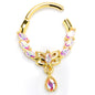 16G 3/8 Aurora CZ Gem Gold Tone Butterfly Wow Hinged Segment Ring