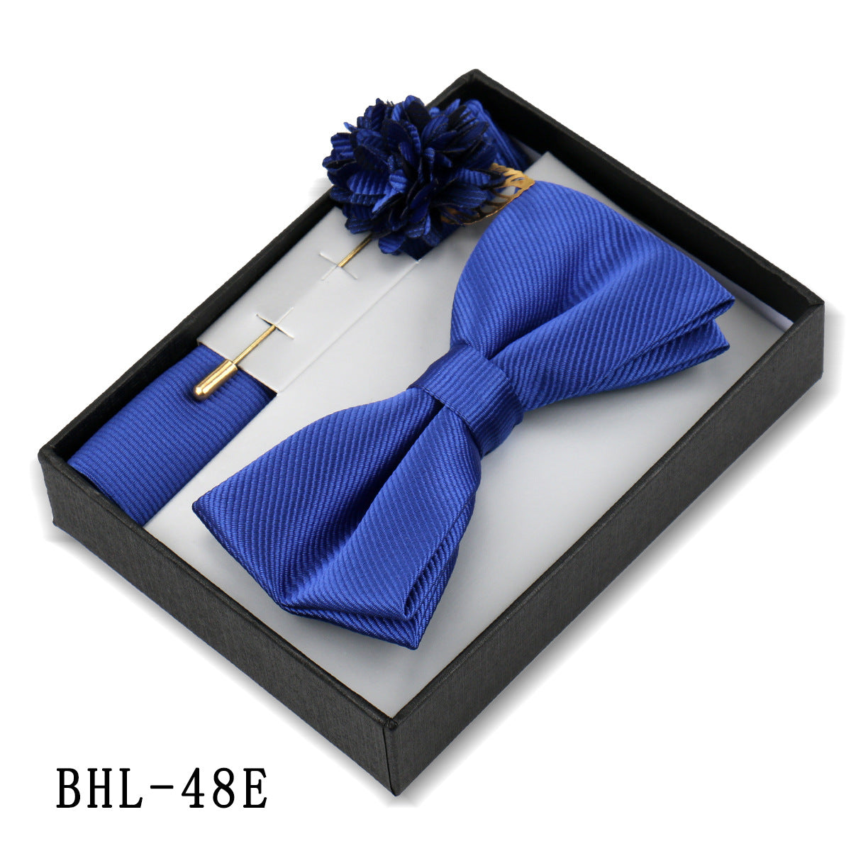 Mens Bow Tie, Pocket Square, And Brooch Gift Set