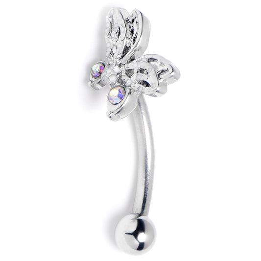 16G 5/16 Aurora Gem Ultra Drama Butterfly Curved Eyebrow Ring