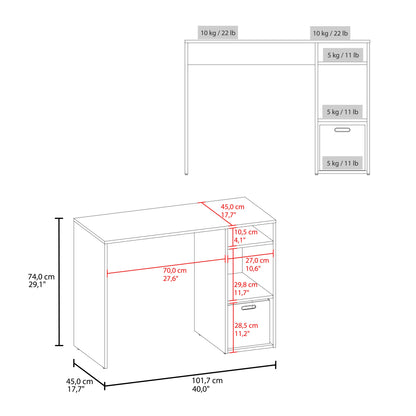 Compact Computer Desk with 3-Tier Side Open Storage Shelves, Manufactured Woo...