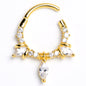 16G 3/8 Clear CZ Gem Gold Tone Epic Glam Hinged Segment Ring