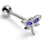 Blue Clear Gem Sky Dragonfly Barbell Tongue Ring