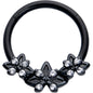 16G 3/8 Clear CZ Gem Black Gothic Star Trio Hinged Segment Ring