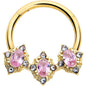 16G 3/8 Pink Tourmaline Gold Tone Wondrous Trio Hinged Segment Ring