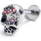 16G 5/16 Pink Gem Stylish Skull Labret Monroe Tragus