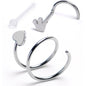 20G Spiral Heart Crown Acrylic Nose Ring Set of 3