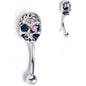 16G 5/16 Clear Gem Stylish Skull Curved Eyebrow Ring
