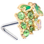 20G 7mm Green Gem Butterfly Grapes L Shape Nose Ring