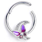 16G 3/8 Purple Gem Butterfly Purple Beauty Hinged Segment Ring