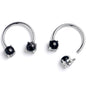 14G 9/16 Black Faux Turquoise Internally Threaded Horseshoe Nipple Ring Set