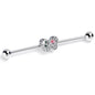 14G Clear Pink Gem Floral Butterfly Industrial Barbell 38mm