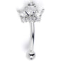 16G 5/16 Clear Gem Heart Crown Curved Eyebrow Ring