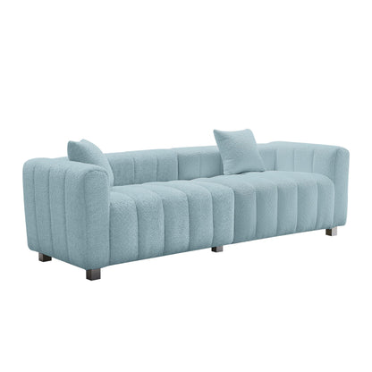 Sofa Modular Velvet Teddy Blue 3 Seat Metal Legs 87 In 750 LB